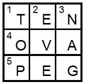 Mini Cryptic 3x3 Crossword Puzzle Solution