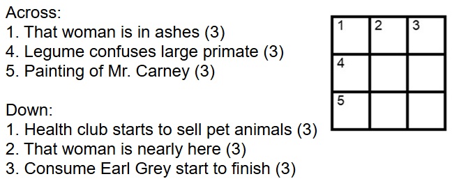 New Cryptic 3x3 Crossword Puzzle
